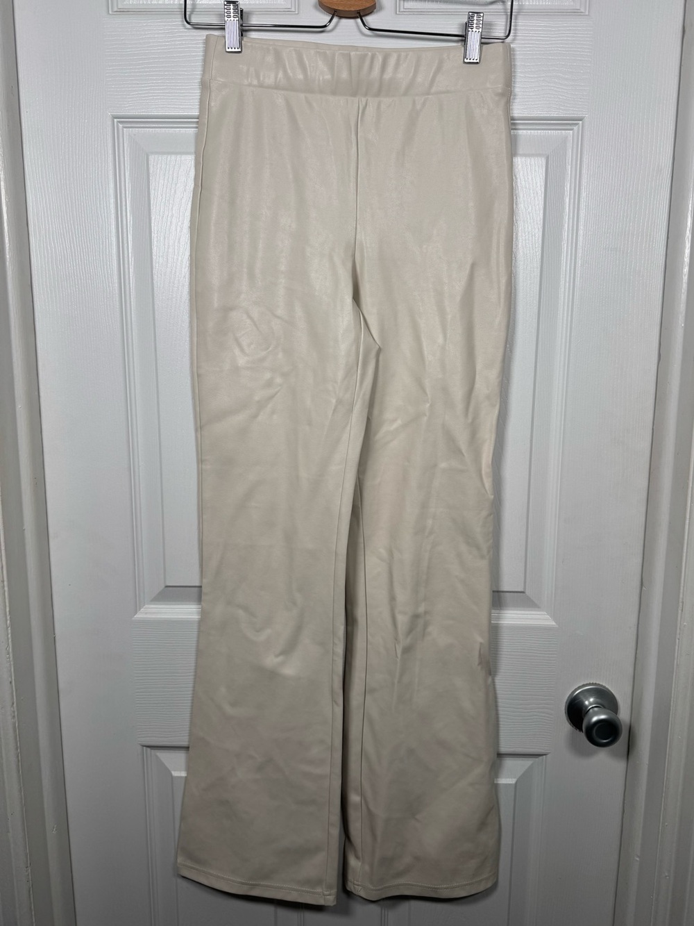 Aritzia TEN by Babaton Faux Leather Flare Pants Cream Ivory S